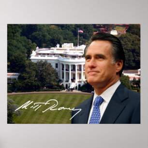 Mitt Romney & Vita hus Poster
