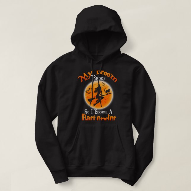Mitt rum Fattigt så jag blev en Bartender Hallowee Hoodie (Design framsida)