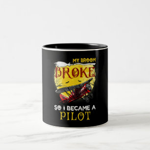 Mitt rum Fattigt så jag blev Pilot Halloween Gift Två-Tonad Mugg