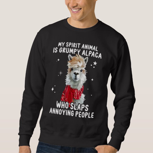 Mitt själsande djur är en giumpy Alpaca som slaps  Lång Ärmad Tröja (Framsida)