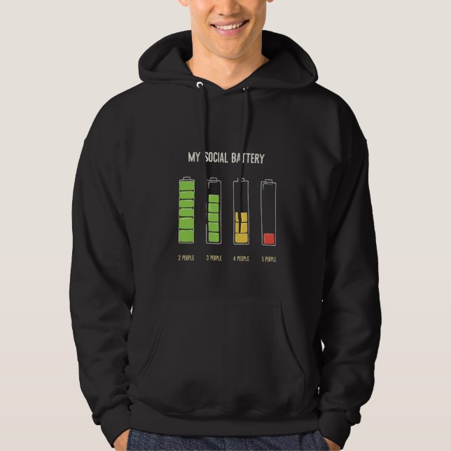 Mitt Social-batteri inverterar Social Humor Hoodie (Framsida)