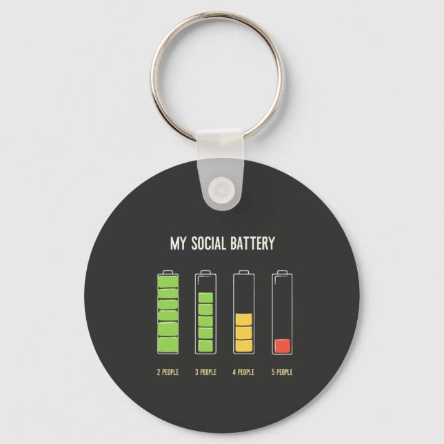 Mitt Social-batteri inverterar Social Humor Nyckelring (Framsida)