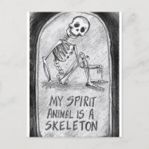 Mitt Spirit Animal är ett Skeleton-vykort