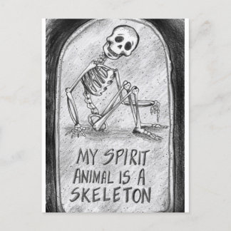 Mitt Spirit Animal är ett Skeleton-vykort Helg Vykort