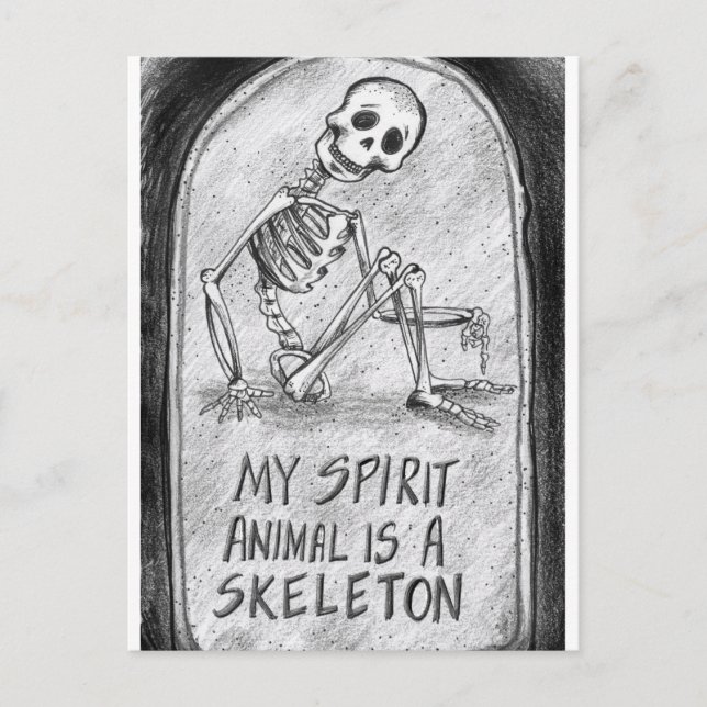 Mitt Spirit Animal är ett Skeleton-vykort Helg Vykort (Framsida)