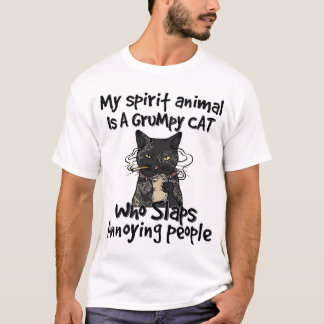Mitt spritdjur är en grumpig katt som slår irritat t shirt
