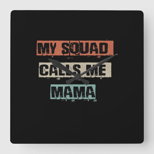 Mitt torget kallar mig Mamma Funny Workout Gym Mam Fyrkantig Klocka (Framsida)