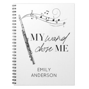 Mitt Trollspö har valt mig Flute Black & White-cit Anteckningsbok
