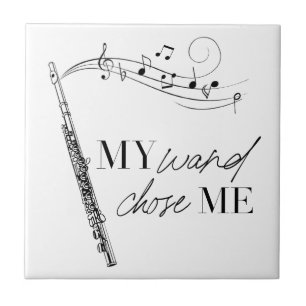 Mitt Trollspö har valt mig Flute Black & White-cit Kakelplatta