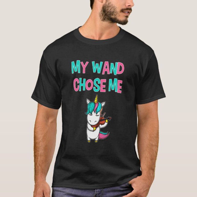 Mitt Trollspö valde mig Violin Violinist Unicorn T Shirt (Framsida)