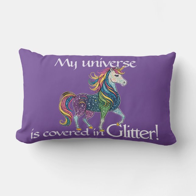 Mitt universum är täckt i glitter Unicorn Lumbarkudde (Framsida)