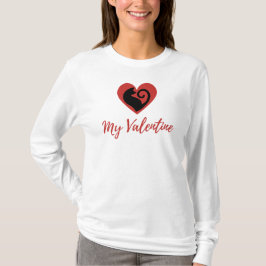 Mitt Valentine A Heart med ett katt T Shirt