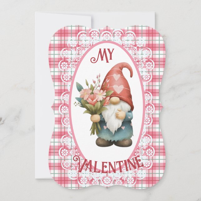Mitt Valentine Gnome - Valentines day-plattkort Julkort (Framsida)