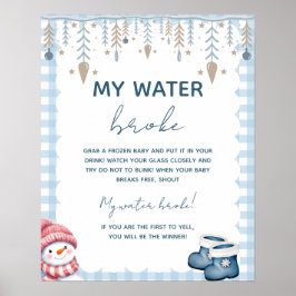 Mitt vatten brast Vinter Baby Shower Spel Skylt