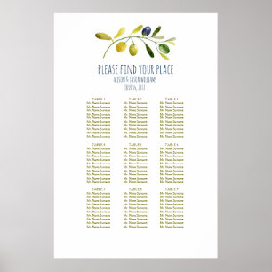Mittdiagram för Olive gren bröllop middag Poster