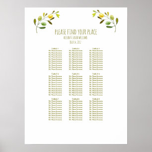 Mittdiagram för Olive gren bröllop middag Poster