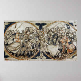 MittelRestliche Buchmalerei Kampfszene Poster