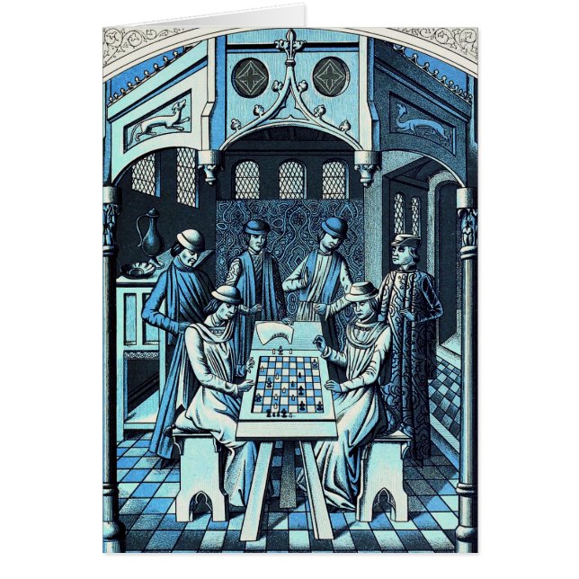Mitten ages chess-spel hälsningskort (Framsidan)