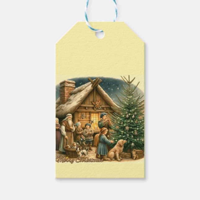 Mitten Ages Rustic-jul Presentetikett (Framsidan)