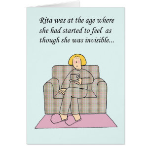 Mitten Åldras Osynlig kvinnlig Tecknad Hälsningskort