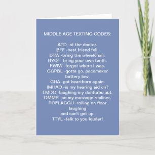 **MITTEN ÅLDRAS TEXTING** ÖVER BIRTHDAG BACKE KORT
