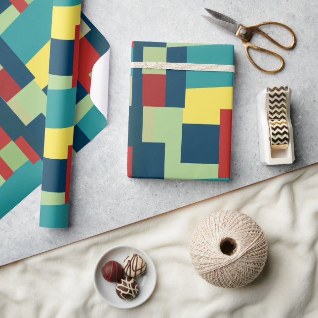 Mitten av seklet modern färgrik geometrisk mönster presentpapper (Hantverk)