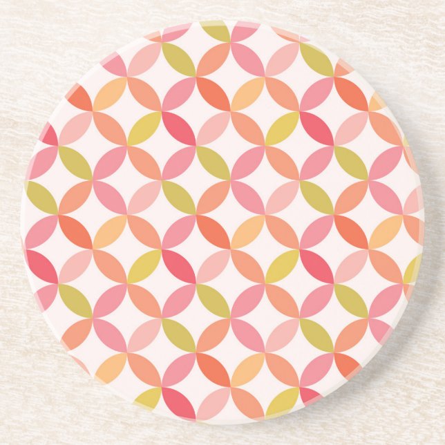 Mitten av seklet modern rosa röd orange cirklar  underlägg (Framsidan)