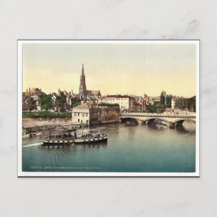 Mitten Bridge, Metz, Alsace Lorraine, Tyskland vin Vykort