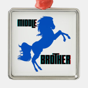 Mitten Brother Horse Rearing Julgransprydnad Metall