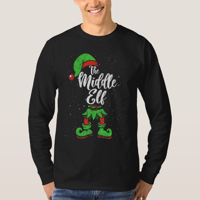 Mitten Elf Matching Family jul Pajama Costum T Shirt (Framsida)