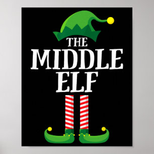 Mitten Elf Shirt Matching Family Roligt Syskon Gro Poster
