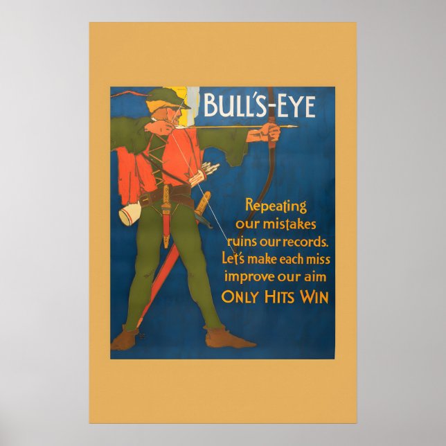 Mitten! Endast Träffar Vinner! - 1920-Tals Arbetsi Poster (Framsidan)