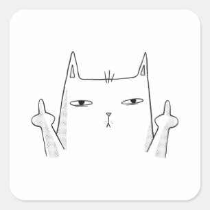MITTEN FINGER CAT FYRKANTIGT KLISTERMÄRKE
