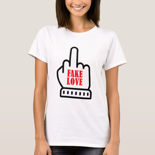 Mitten Finger Fake Kärlek T Shirt (Framsida)