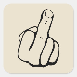 Mitten Finger Komical Sticker Fyrkantigt Klistermärke