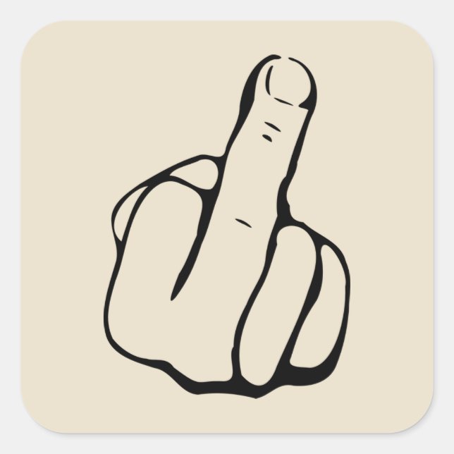 Mitten Finger Komical Sticker Fyrkantigt Klistermärke (Framsida)