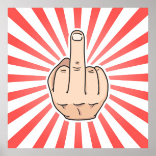 Mitten finger med rött rand poster