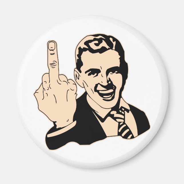 Mitten Finger Salute Retro Magnet (Framsidan)