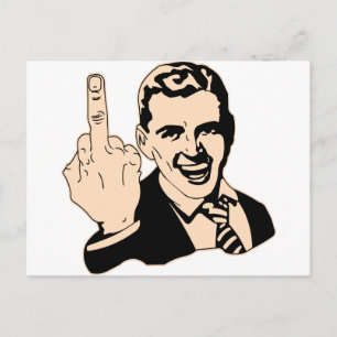 Mitten Finger Salute Retro Vykort