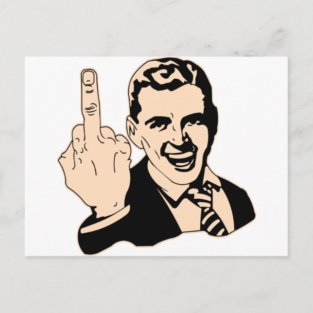 Mitten Finger Salute Retro Vykort (Framsida)