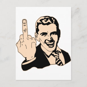 Mitten Finger Salute Retro Vykort