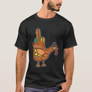Mitten Finger Thanksgiving Turkiet Kids Bird Drawi T Shirt