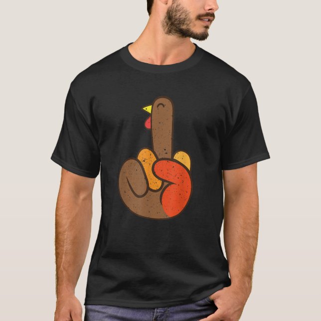 Mitten Finger Turkiet tacksam för Thanksgiving M T Shirt (Framsida)