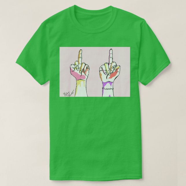 Mitten Finger uppåt T Shirt (Design framsida)