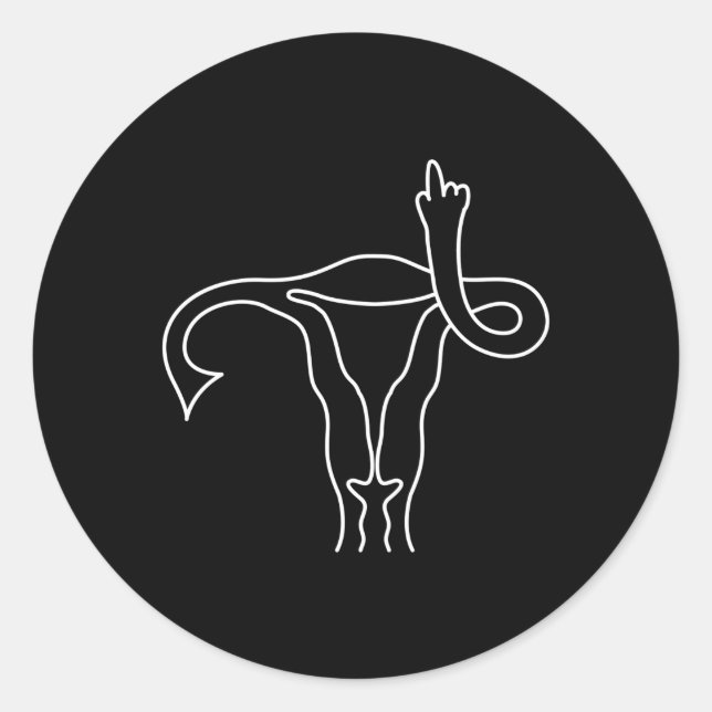 Mitten Finger Uterus Pro Choice Feminist Runt Klistermärke (Framsida)