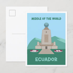 Mitten i Ecuador Vintage resor Vykort