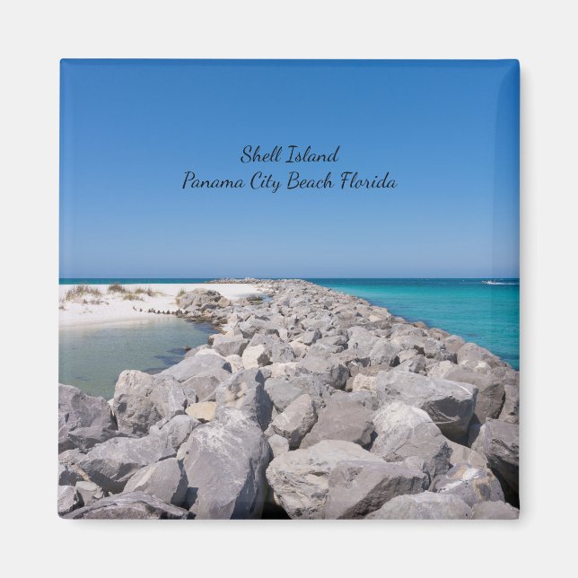 Mitten i Snäcka Island Jetty Magnet (Framsidan)