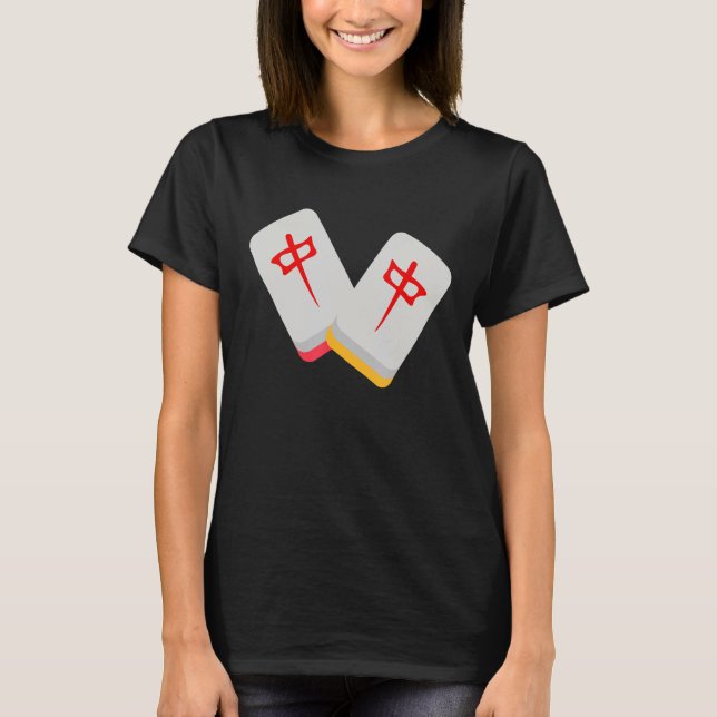 Mitten Mahjong Tile Funny Clothing Medium Mahjong T Shirt (Framsida)