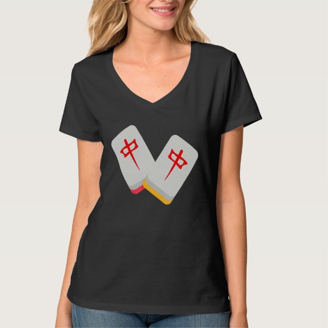 Mitten Mahjong Tile Funny Clothing Medium Mahjong T Shirt (Framsida)
