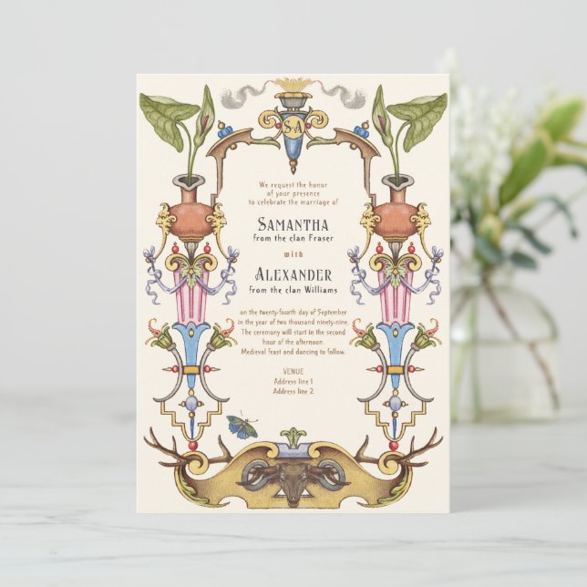 Mitten medelålder Renaissance Renfaire Bröllop Inbjudningar (Stående Fram)